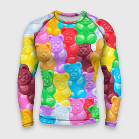 Мужской рашгард 3D с принтом мармеладные мишки разноцветные в Петрозаводске,  |  | background | bear | bears | colorful | gummy bears | haribo | marmalade | multicolor | sweets | мармелад | мармеладные мишки | медведи | медведь | мишки | мультицвет | разноцветный | сладости | фон | харибо