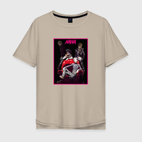 Мужская футболка хлопок Oversize с принтом Black Stones band в Санкт-Петербурге, 100% хлопок | свободный крой, круглый ворот, “спинка” длиннее передней части | Тематика изображения на принте: anime | nana | nana osaki | аниме | анимэ | нана | нана осаки