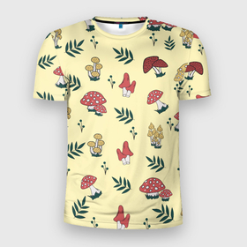 Мужская футболка 3D Slim с принтом Mushroom, грибы  грибочки в Кировске, 100% полиэстер с улучшенными характеристиками | приталенный силуэт, круглая горловина, широкие плечи, сужается к линии бедра | грибники | грибы | индейцы | лес | поганки | природа | сновидения