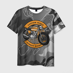 Мужская футболка 3D с принтом Moto sport  Мотоцикл в Белгороде, 100% полиэфир | прямой крой, круглый вырез горловины, длина до линии бедер | moto | moto sport | байкер | мотоцикл | мотоциклист