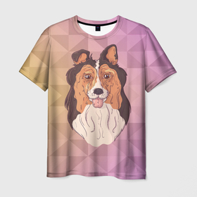 Мужская футболка 3D с принтом Собачка  колли в Курске, 100% полиэфир | прямой крой, круглый вырез горловины, длина до линии бедер | Тематика изображения на принте: dog | коли | колли | пес | песик | собака | собачка