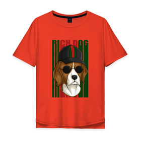 Мужская футболка хлопок Oversize с принтом Rich dog , 100% хлопок | свободный крой, круглый ворот, “спинка” длиннее передней части | dog | rich dog | богатство | богатый | богатый пес | пес | песик | собака | собачка