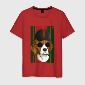 Мужская футболка хлопок с принтом Rich dog в Новосибирске, 100% хлопок | прямой крой, круглый вырез горловины, длина до линии бедер, слегка спущенное плечо. | dog | rich dog | богатство | богатый | богатый пес | пес | песик | собака | собачка