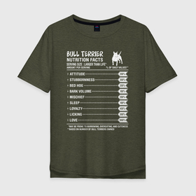 Мужская футболка хлопок Oversize с принтом Факты о бультерьерах в Новосибирске, 100% хлопок | свободный крой, круглый ворот, “спинка” длиннее передней части | Тематика изображения на принте: bull terrier | буль терьер | бультерьер | бультерьеры | животное | пес | песель | песик | собака | собачка | терьер | щенок