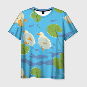 Мужская футболка 3D с принтом Утки под водой в Санкт-Петербурге, 100% полиэфир | прямой крой, круглый вырез горловины, длина до линии бедер | жемчуг | море | морское | океан | ракушка | фауна | флора