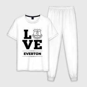 Мужская пижама хлопок с принтом Everton Love Классика в Белгороде, 100% хлопок | брюки и футболка прямого кроя, без карманов, на брюках мягкая резинка на поясе и по низу штанин
 | club | everton | football | logo | love | клуб | лого | мяч | символ | спорт | футбол | футболист | футболисты | футбольный | эвертон