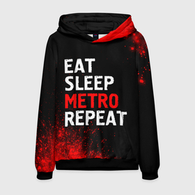 Мужская толстовка 3D с принтом Eat Sleep Metro Repeat | Арт , 100% полиэстер | двухслойный капюшон со шнурком для регулировки, мягкие манжеты на рукавах и по низу толстовки, спереди карман-кенгуру с мягким внутренним слоем. | Тематика изображения на принте: eat sleep metro repeat | logo | metro | игра | игры | краска | краски | лого | логотип | метро | символ