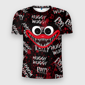 Мужская футболка 3D Slim с принтом КРОВАВЫЙ ХАГГИ ВАГГИ   BLOODY HUGGY WUGGY в Белгороде, 100% полиэстер с улучшенными характеристиками | приталенный силуэт, круглая горловина, широкие плечи, сужается к линии бедра | Тематика изображения на принте: blood | game | horror | huggy | monster | palytime | play | poppy | smile | time | wuggy | вагги | игра | красный | кровь | монстр | синий | страшилка | ужастик | ужастики | ужасы | улыбка | хагги | хоррор