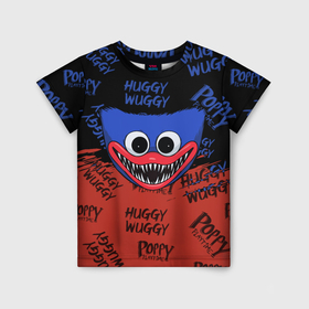 Детская футболка 3D с принтом Синий монстр   Хагги Вагги в Екатеринбурге, 100% гипоаллергенный полиэфир | прямой крой, круглый вырез горловины, длина до линии бедер, чуть спущенное плечо, ткань немного тянется | blood | game | horror | huggy | monster | palytime | play | poppy | smile | time | wuggy | вагги | игра | красный | кровь | монстр | синий | страшилка | ужастик | ужастики | ужасы | улыбка | хагги | хоррор