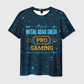 Мужская футболка 3D с принтом Metal Gear Solid Gaming PRO в Кировске, 100% полиэфир | прямой крой, круглый вырез горловины, длина до линии бедер | gear | logo | metal | metal gear solid | pro | solid | гир | игра | игры | краска | краски | лого | логотип | метал | символ | солид