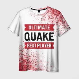Мужская футболка 3D с принтом Quake   Ultimate в Екатеринбурге, 100% полиэфир | прямой крой, круглый вырез горловины, длина до линии бедер | logo | quake | ultimate | игра | игры | квейк | краска | лого | логотип | символ | спрей