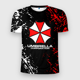 Мужская футболка 3D Slim с принтом Umbrella Corporation  Resident Evil в Кировске, 100% полиэстер с улучшенными характеристиками | приталенный силуэт, круглая горловина, широкие плечи, сужается к линии бедра | corp | corporation | resident evil | umbrella | umbrella corporation | зомби апокалипсис | зонт | игра