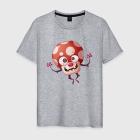 Мужская футболка хлопок с принтом Живой гриб мухомор , 100% хлопок | прямой крой, круглый вырез горловины, длина до линии бедер, слегка спущенное плечо. | гриб | грибочек | живой гриб | мухомор | человечек
