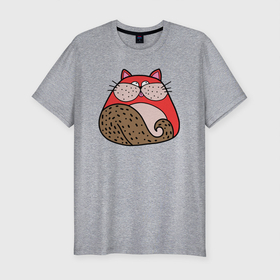 Мужская футболка хлопок Slim с принтом Красный абстрактный кот , 92% хлопок, 8% лайкра | приталенный силуэт, круглый вырез ворота, длина до линии бедра, короткий рукав | Тематика изображения на принте: cat | абстрактный кот | кот | красная кошка | красный кот