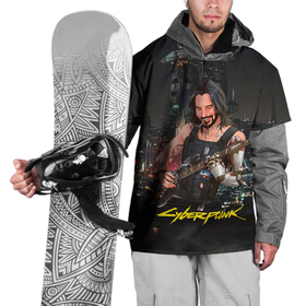 Накидка на куртку 3D с принтом Johnny в гитарой  Джонни    Cyberpunk2077 в Тюмени, 100% полиэстер |  | 2077 | cyberpunk | cyberpunk 2077 | jognny | night city | vi | ви | джони | джонни | кибер | киберпанк | найтсити | панк