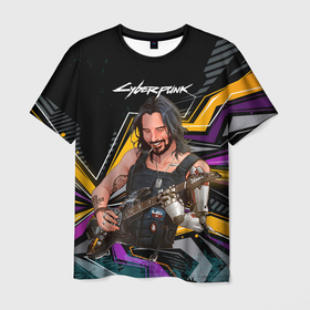 Мужская футболка 3D с принтом Johnny гитарист cyberpunk2077 в Екатеринбурге, 100% полиэфир | прямой крой, круглый вырез горловины, длина до линии бедер | Тематика изображения на принте: 