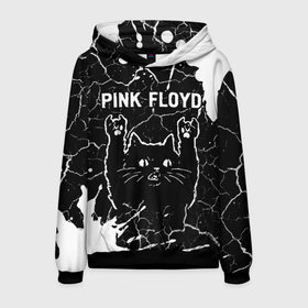 Мужская толстовка 3D с принтом Pink Floyd   Rock Cat в Белгороде, 100% полиэстер | двухслойный капюшон со шнурком для регулировки, мягкие манжеты на рукавах и по низу толстовки, спереди карман-кенгуру с мягким внутренним слоем. | band | floyd | metal | paint | pink | pink floyd | rock | брызги | группа | кот | краска | пинк | рок | рок кот | флойд