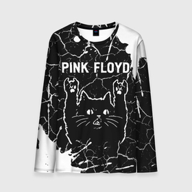 Мужской лонгслив 3D с принтом Pink Floyd   Rock Cat в Белгороде, 100% полиэстер | длинные рукава, круглый вырез горловины, полуприлегающий силуэт | band | floyd | metal | paint | pink | pink floyd | rock | брызги | группа | кот | краска | пинк | рок | рок кот | флойд