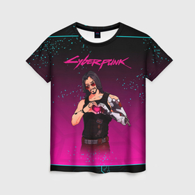 Женская футболка 3D с принтом Романтичный Johnny  Cyberpunk2077 в Курске, 100% полиэфир ( синтетическое хлопкоподобное полотно) | прямой крой, круглый вырез горловины, длина до линии бедер | 