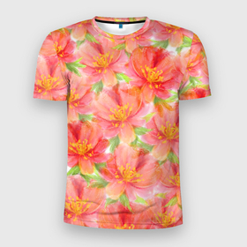 Мужская футболка 3D Slim с принтом Необычные цветы , 100% полиэстер с улучшенными характеристиками | приталенный силуэт, круглая горловина, широкие плечи, сужается к линии бедра | букет | пестики | рисунок | тычинки | цветы