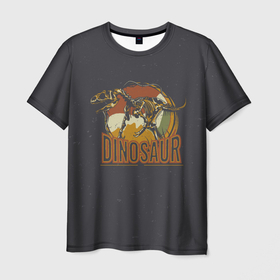 Мужская футболка 3D с принтом Динозавр древность в Кировске, 100% полиэфир | прямой крой, круглый вырез горловины, длина до линии бедер | dinosaur | динозавр | древность | скелет | скелет динозавра | тиранозавр | хищник