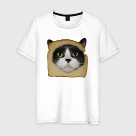 Мужская футболка хлопок с принтом Котохлебинг в Новосибирске, 100% хлопок | прямой крой, круглый вырез горловины, длина до линии бедер, слегка спущенное плечо. | cat | cats | feline | kitten | kitty | kote | pussy | киса | киска | кисуля | кисуня | кот | котенок | котик | коты | котэ | кошачий | кошечка | кошка | мем | мемас | мемасик | мемчик