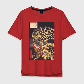 Мужская футболка хлопок Oversize с принтом The Tiger of Ryokoku (Тигр) в Новосибирске, 100% хлопок | свободный крой, круглый ворот, “спинка” длиннее передней части | japan | винтаж | животные | картины | петух | птицы | тигр | япония | японская анимация | японская эстетика | японский стиль
