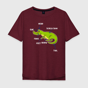 Мужская футболка хлопок Oversize с принтом Анатомия алигатора в Белгороде, 100% хлопок | свободный крой, круглый ворот, “спинка” длиннее передней части | Тематика изображения на принте: alligator | crocodile | аллигатор | гавиал | кайман | крокодил | крокодилы | телезавр | хищник