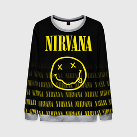 Мужской свитшот 3D с принтом Smile Nirvana , 100% полиэстер с мягким внутренним слоем | круглый вырез горловины, мягкая резинка на манжетах и поясе, свободная посадка по фигуре | alternative | metall | music | nirvana | rock | альтернатива | металл | музыка | нирвана | нирванна | рок