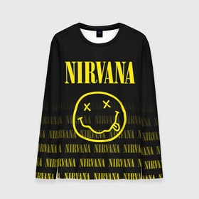 Мужской лонгслив 3D с принтом Smile Nirvana , 100% полиэстер | длинные рукава, круглый вырез горловины, полуприлегающий силуэт | Тематика изображения на принте: alternative | metall | music | nirvana | rock | альтернатива | металл | музыка | нирвана | нирванна | рок