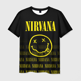 Мужская футболка 3D с принтом Smile Nirvana в Тюмени, 100% полиэфир | прямой крой, круглый вырез горловины, длина до линии бедер | alternative | metall | music | nirvana | rock | альтернатива | металл | музыка | нирвана | нирванна | рок