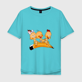 Мужская футболка хлопок Oversize с принтом ДЕТКИ НА КАРАНДАШЕ в Санкт-Петербурге, 100% хлопок | свободный крой, круглый ворот, “спинка” длиннее передней части | 80 е | дети | желтый | забавные | карандаш | малыш | милые | смешные | счастливый | юмор