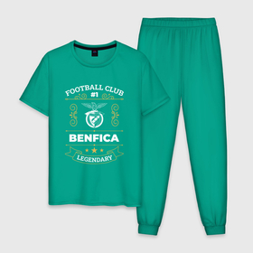 Мужская пижама хлопок с принтом Benfica   FC 1 в Екатеринбурге, 100% хлопок | брюки и футболка прямого кроя, без карманов, на брюках мягкая резинка на поясе и по низу штанин
 | Тематика изображения на принте: benfica | club | football | logo | бенфика | клуб | лого | мяч | символ | спорт | футбол | футболист | футболисты | футбольный