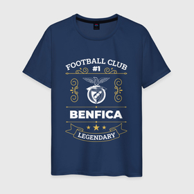 Мужская футболка хлопок с принтом Benfica   FC 1 , 100% хлопок | прямой крой, круглый вырез горловины, длина до линии бедер, слегка спущенное плечо. | Тематика изображения на принте: benfica | club | football | logo | бенфика | клуб | лого | мяч | символ | спорт | футбол | футболист | футболисты | футбольный