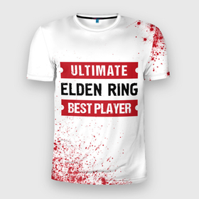 Мужская футболка 3D Slim с принтом Elden Ring   Ultimate , 100% полиэстер с улучшенными характеристиками | приталенный силуэт, круглая горловина, широкие плечи, сужается к линии бедра | elden | elden ring | logo | ring | ultimate | игра | игры | краска | краски | лого | логотип | ринг | символ | элден