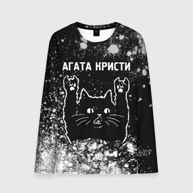 Мужской лонгслив 3D с принтом Агата Кристи   Rock Cat   FS в Белгороде, 100% полиэстер | длинные рукава, круглый вырез горловины, полуприлегающий силуэт | band | metal | rock | агата | агата кристи | группа | кот | краска | краски | кристи | рок | рок кот