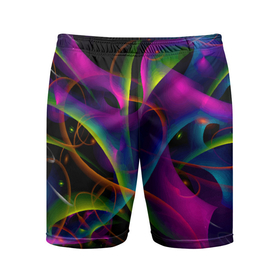 Мужские шорты спортивные с принтом Vanguard neon pattern   Авангардный неоновый паттерн ,  |  | abstraction | color | neon | pattern | vanguard | абстракция | авангард | неон | паттерн | цвет