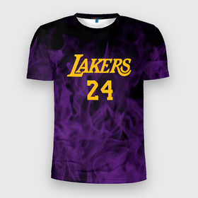 Мужская футболка 3D Slim с принтом Lakers 24 | фиолетовое пламя в Екатеринбурге, 100% полиэстер с улучшенными характеристиками | приталенный силуэт, круглая горловина, широкие плечи, сужается к линии бедра | 24 | kobebryant | lakers | nba | баскетбол | баскетболист | коби брайант | лейкерс | нба | спорт