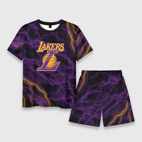 Мужской костюм с шортами 3D с принтом Лейкерс  Lakers  яркие молнии ,  |  | 24 | kobebryant | lakers | nba | баскетбол | баскетболист | коби брайант | лейкерс | нба | спорт