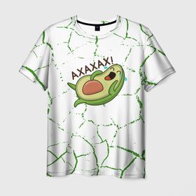 Мужская футболка 3D с принтом авокадо   зелёные Трещины в Курске, 100% полиэфир | прямой крой, круглый вырез горловины, длина до линии бедер | avocado | avocado couple | cartoon | ава | авокадо | забавно | пара авокадо | семейное веселье | смешные комиксы