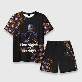 Мужской костюм с шортами 3D с принтом Five Nights at Freddy s Луна (паттерн) ,  |  | 5 ночей с фредди | daycare att | five nights at freddys | foxy | security breach | аниматроники | воспитатель | игра | компьютерная игра | луна | фокси | фредди | фреди | чика