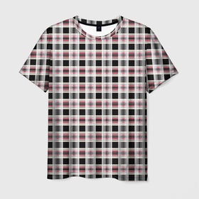 Мужская футболка 3D с принтом Клетчатый красно черный паттерн в Тюмени, 100% полиэфир | прямой крой, круглый вырез горловины, длина до линии бедер | checkered pattern | plaid | red and black | клетка | шотландка