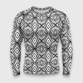 Мужской рашгард 3D с принтом Черно белый абстрактный узор ромбы . в Курске,  |  | black and white | минималистичный | молодежный | серый | современный