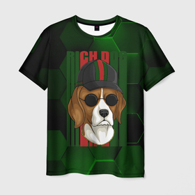 Мужская футболка 3D с принтом Rich  dog в Кировске, 100% полиэфир | прямой крой, круглый вырез горловины, длина до линии бедер | Тематика изображения на принте: dog | rich dog | богатство | богатый | богатый пес | пес | песик | собака | собачка