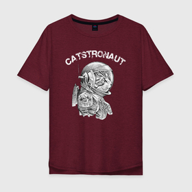Мужская футболка хлопок Oversize с принтом Котстронавт в Новосибирске, 100% хлопок | свободный крой, круглый ворот, “спинка” длиннее передней части | cat | cats | feline | kitten | kitty | kote | pussy | астронавт | киса | киска | кисуля | кисуня | космонавт | космос | кот | котенок | котик | коты в космосе | котэ | кошачий | кошечка | кошка