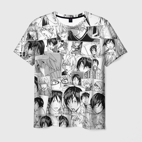 Мужская футболка 3D с принтом Бакуман паттерн в Тюмени, 100% полиэфир | прямой крой, круглый вырез горловины, длина до линии бедер | Тематика изображения на принте: akito takagi | anime | bakuman | moritaka mashiro | акито такаги | аниме | анимэ | бакуман | моритака масиро