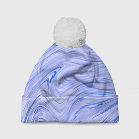 Шапка 3D c помпоном с принтом Abstract lavender pattern в Белгороде, 100% полиэстер | универсальный размер, печать по всей поверхности изделия | абстрактно | абстрактный паттерн | абстракция | волны | паттерн | рябь | текстура