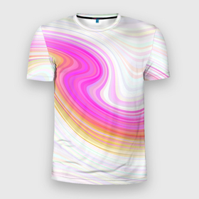 Мужская футболка 3D Slim с принтом Abstract gradient lines в Новосибирске, 100% полиэстер с улучшенными характеристиками | приталенный силуэт, круглая горловина, широкие плечи, сужается к линии бедра | абстрактно | абстрактный паттерн | абстракция | волны | паттерн | рябь | текстура