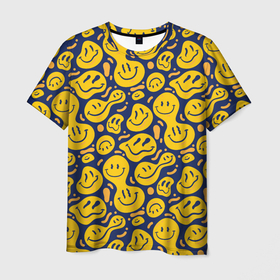 Мужская футболка 3D с принтом Flowing emoticons в Белгороде, 100% полиэфир | прямой крой, круглый вырез горловины, длина до линии бедер | emoji | smile | смайлки | смайлы | эмоджи | эмодзи