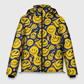 Мужская зимняя куртка 3D с принтом Flowing emoticons в Тюмени, верх — 100% полиэстер; подкладка — 100% полиэстер; утеплитель — 100% полиэстер | длина ниже бедра, свободный силуэт Оверсайз. Есть воротник-стойка, отстегивающийся капюшон и ветрозащитная планка. 

Боковые карманы с листочкой на кнопках и внутренний карман на молнии. | emoji | smile | смайлки | смайлы | эмоджи | эмодзи